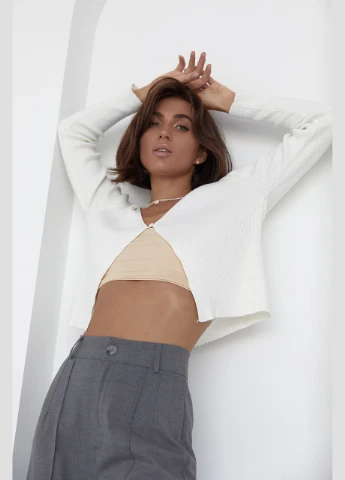 Жіночий кардиган у рубчик на гудзику - чорний Lurex (314901787)