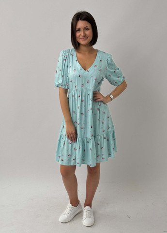 Блакитна повсякденний, кежуал сукня міні дзвін BeART з квітковим принтом