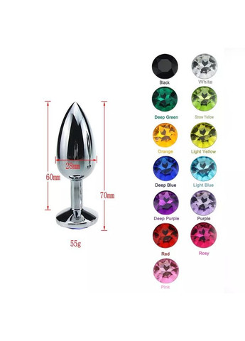 Металлическая пробка серце S с малиновым стразом и банановым лубрикантом для анального секса Маленькая No Brand (340914306)