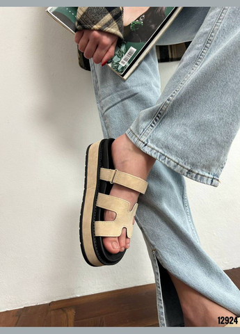 Бежевые бежевые шлепанцы из эко-нубука - универсальные и комфортные No Brand