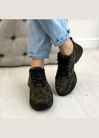 Кроссовки женские кожаные на шнуровке, цвет зеленый защитный. 39 размер Vasha para зелёные демисезоны (315729664)