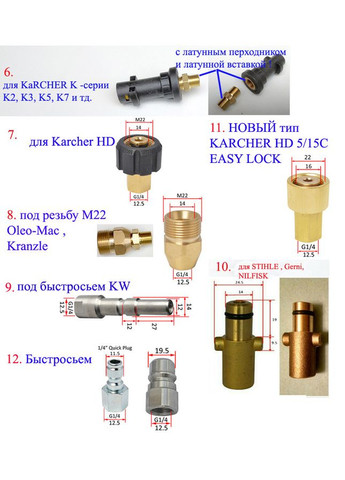 Пінна насадка, піногенератор, пінник для K2, K7, HD, Lavor, Bosch та інші мийки! 10 бістроз. 12 мм KARCHER (317255697)