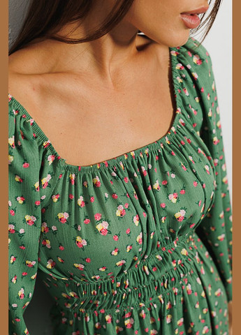 Світло-зелена коротка сукня з відкритими плечима Arjen