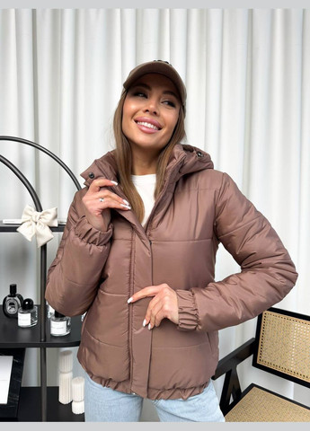 Коричнева демісезонна стильна та тепла жіноча куртка No Brand