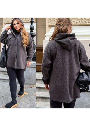 Графитовая повседневный, кэжуал рубашка однотонная Style Point с длинным рукавом