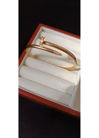 Браслет-цвях жіночий із медичної сталі золотистий з фіанітами No Brand (368713761)