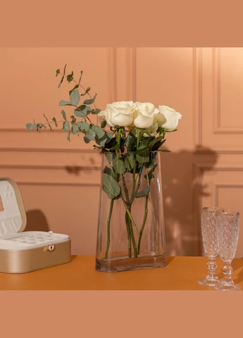Ваза декоративная в минималистичном стиле овальная 32.5 см, Flower Season (328440607)