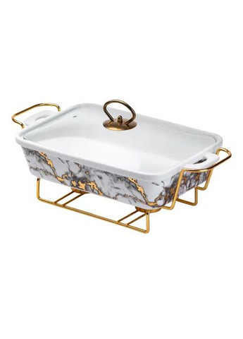 Настольная мармитница 1.5 литра мармит прямоугольный керамический 35х19х11.5 см для вторых блюд Мрамор Jooki (358706168)