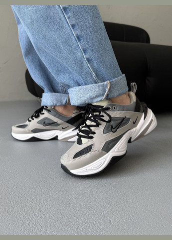 Серые демисезонные кроссовки мужские и женские nike m2k tekno grey white black | найк м2к техно серые No Brand