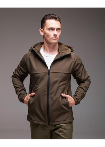 Оливковая (хаки) демисезонная куртка мужская демисезонная на флисе No Brand