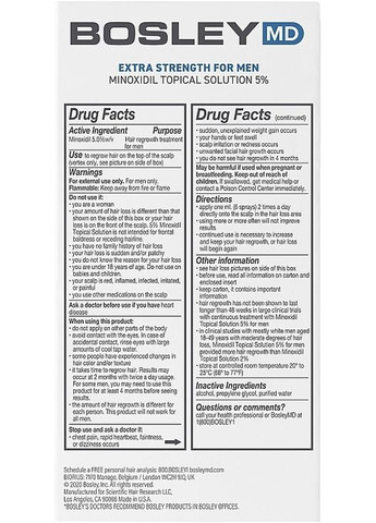 Спрей с миноксидилом 5% для восстановления роста волос у мужчин Hair Regrowth Treatment 2x60ml (1258210-192320) Bosley (368611941)