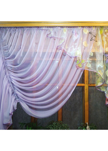 Фіранка готова коротка Єріка бузковий метелик ліва No Brand (372133972)