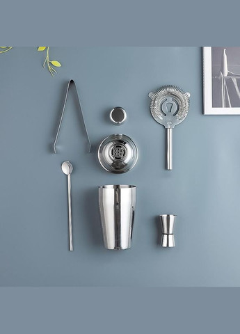 Набір для бару для приготування коктейлів 550 мл 5 предметів Сріблястий (С051366) ТМ (342122378)