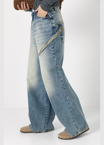 Женские трендовые джинсы Palazzo с молниями Lurex - (317618520)