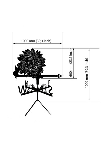 Флюгер на дом Подсолнечник из металла 3 мм, флюгер на крышу No Brand (368896400)
