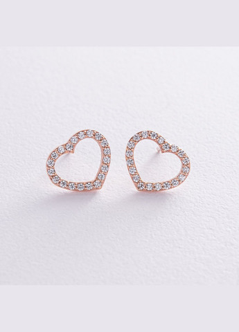 Золотые серьги пусеты Сердечки с фианитами с08438 Oniks (264025268)