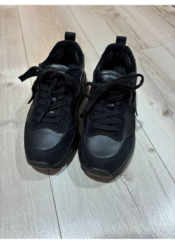 Женские кожаные кроссовки на платформе, стильные кроссовки, кроссовки. No Brand чёрные демисезоны (366890419)