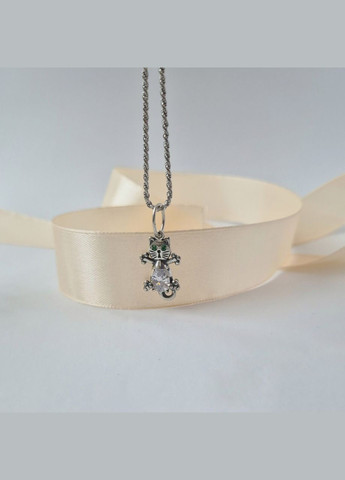 Серебряная подвеска кулон Кот с Зелеными глазками серебро 925 пробы Черненное 3091 1.80г No Brand (317206170)