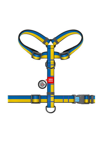 Шлей для собак анатомический H-образный Nylon с QR-паспортом, материал нейлон, рисунок "Colors of freedom", пластиковый WAUDOG (362580132)