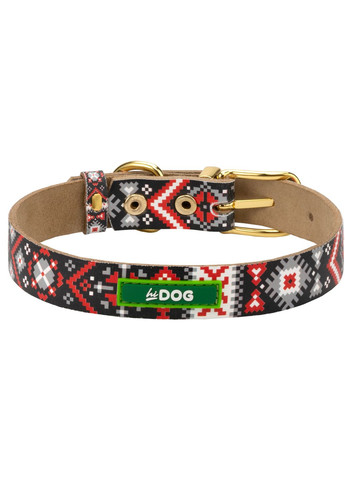 Ошейник кожаный Вышиванка размер XS ширина 10 мм 19 - 25 см (2100103507012) Hi Dog (332879077)