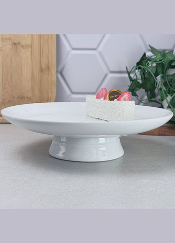 Тарелка для фарфорового торта на ножке 25.5 см, белая No Brand (337990468)