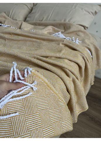 Плед Крекер хлопковый 140х200 см горчичного цвета Lanavitta (361852544)