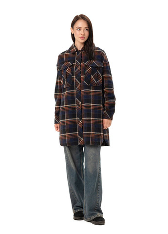 Темно-синє демісезонне Пальто-сорочка Тайра темно-синій Emass