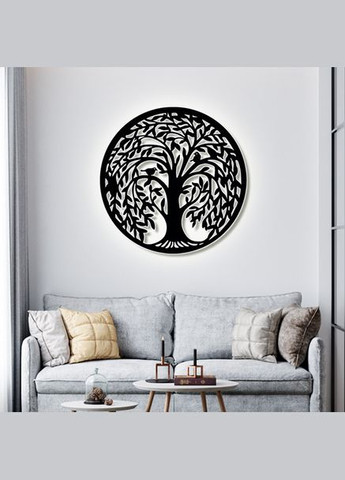 Панно 3D декоративне з об'ємом 15 мм для стін, Дерево кругле 40 х 40 см чорне Декоинт (276708677)