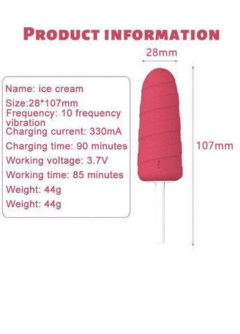 10X Popsicle вібратор-морозиво з USB-зарядкою K000737 No Brand (366887999)