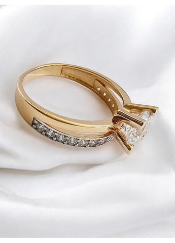 Золота подвійна каблучка з фіанітами (18р.) 140540-к Столична Ювелірна Фабрика (355795871)