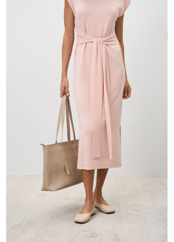 Пудровое повседневный женское платье удлиненное прямого силуэта (2869) Triko Bakh