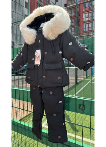 Черный зимний детский зимний костюм (куртка+комбинезон) BabyStyle