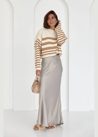 Укороченная вязаная кофта в полоску 01803 Lurex (280910431)