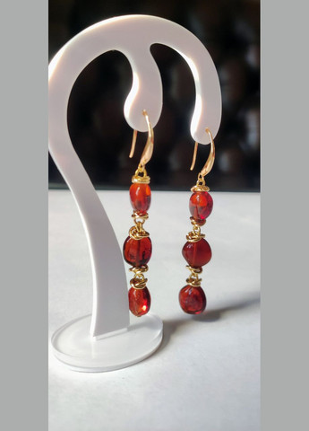 Сережки 2573 з натурального бурштину Медовий відтінок MINOV (311310534)