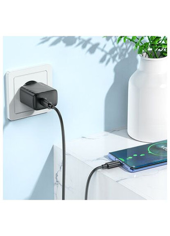 Мережевий зарядний пристрій з кабелем CS22A Value single port PD30W charger set(Type-C to Type-C) Black Hoco (364925263)