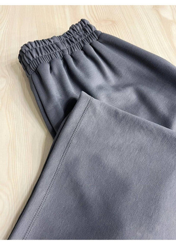 Штаны женские 82171 палаццо на резинке с карманами свободные от бедра бифлекс графит Crep (324019776)