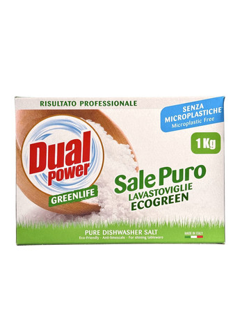 Сіль для посудомийки очищена e sale puro lavastoviglie ecogreen, 1000 г Dual Power (369144617)