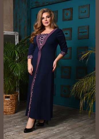 Темно-синее повседневный, праздничный красивое длинное платье батал синее Україна