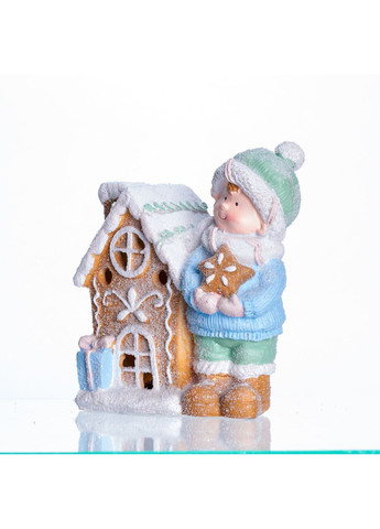Новогодняя декоративная фигурка с подсветкой 15×8×16 см Новогодний декор Ребенок с домом из фарфора CR-6-3 Yiwu (371236363)