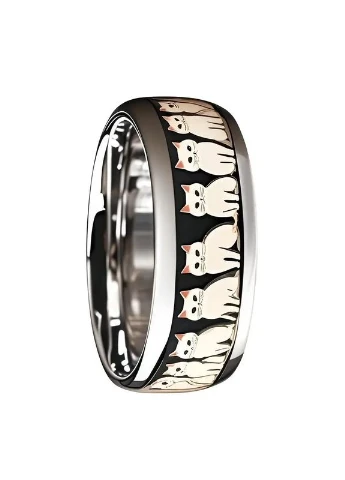 Кольцо женское серебристая нержавеющая сталь Котики размер 20 Liresmina Jewelry (332690705)