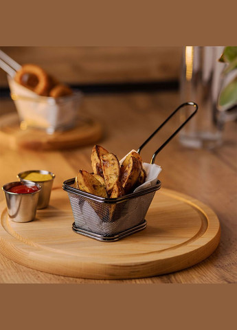 Корзина сервировочная для фри и снеков 10,5*9*5.5 см с гальваническим покрытием, черная No Brand (328441544)