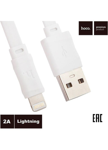 Кабель X5 Bamboo плоский USB — Lightning 100 см білий Hoco (279826924)