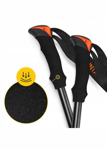 Трекінгові палиці Peak+ 65-135 см Black/Orange (P-5907739318275) Mountain Goat (317629400)