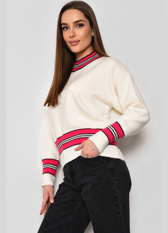 Молочний зимовий светр жіночий кашеміровий молочного кольору пуловер Let's Shop