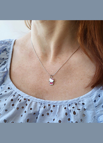 Серебряная подвеска кулон Китти с розовой эмалью серебро 925 пробы Родированное пк2/902 1.20г No Brand (306742912)