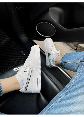 Чорні Осінні кросівки чоловічі nike air force 1 white black silver найк аір форс 1 преміум No Brand