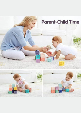 Набір розвиваючих сенсорних кубиків M1002 тактильні силіконові кубики в наборі з 12 шт Монтесорі Fun Game (327217466)