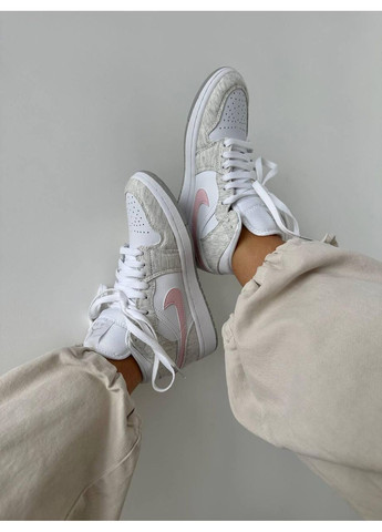 Розовые демисезонные кроссовки мужские nike air jordan 1 mid heather grey pink найк аир джордан No Brand