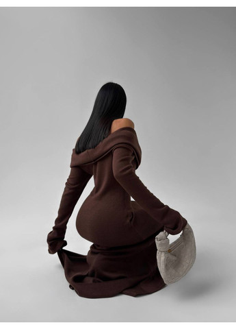 Коричнева вечірня вишукана сукня з двосторонньої ангори — замір в описі GD/GL Модний простір однотонна