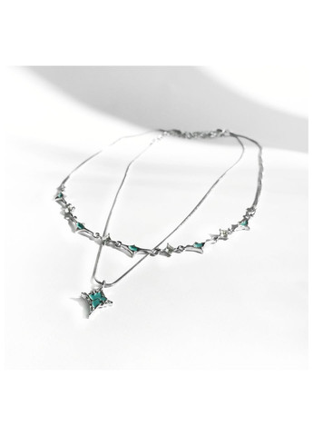 Набор двух цепочек fairycore стиль парные с бирюзовыми звездами изящные подвески причудливые y2k колье эльфийская сказочные No Brand (362575040)